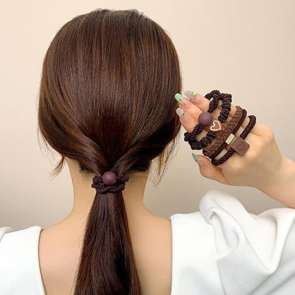High-End Black Ponytail Hair Rope, Durable Large Intestine Hair Tie, Small Intestine Headband, Scalp Band, Headband, Women's Hair Accessories, Leather Case