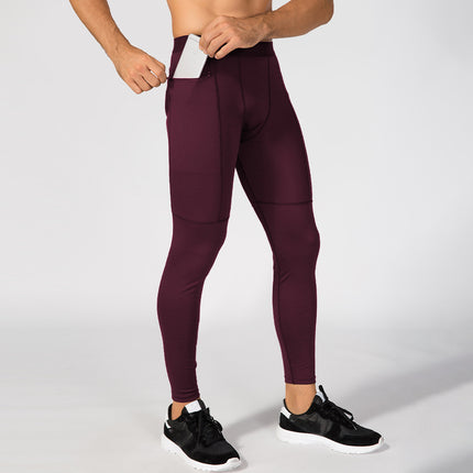 Men's Zipper Pocket Fitness Trousers PRO Sports Running Training Sports Sweat-wicking Basketball Quick-drying High Elastic Tight Pants