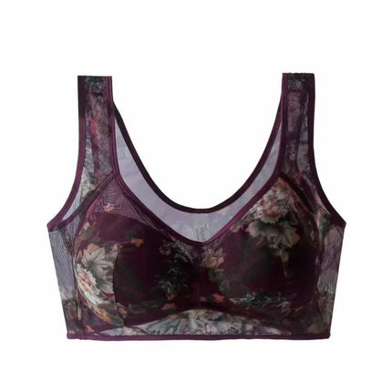 Cross-Border Large Bowl Large Version Quality Version Middle-Aged and Elderly Underwear Spring and Summer Nude Bra Seamless Lace Push-Up Beautiful Back Plus