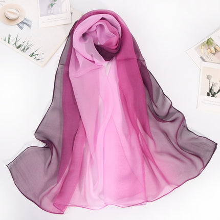 Summer Thin Silk Scarf Soft Breathable Small Qiao Qi Scarf Rainbow Gradient Color Scarf Women's Sunscreen Shawl Etiquette Silk Scarf