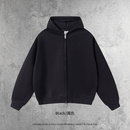 Cai Xiang Island Men's Clothing | European and American Style Heavyweight Boxy Short Wide Fleece Hooded Sweatshirt Set Men's Zip-Up Hoodie Set
