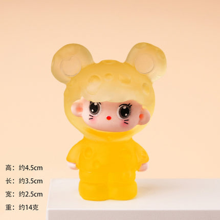 Luminous Cheese Mouse DIY Refrigerator Magnet Accessories Desktop Resin Ornaments Blind Box Blind Bag Keychain Pendant