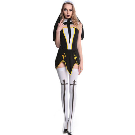 Nun Cosplay Halloween Costume Game Uniform Nun Role-Playing Cosplay Lolita Performance Costume Cross-Dressing