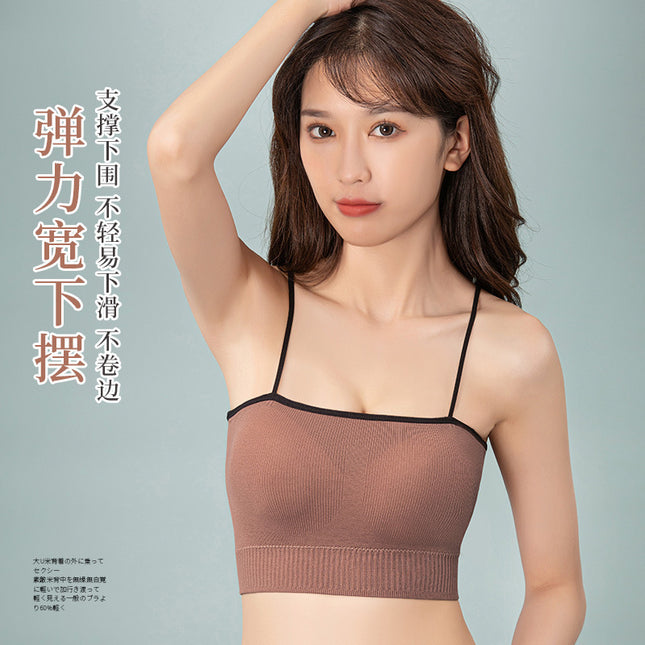 Cross-border new summer beauty back one-piece tube top strap underwear with chest pad push up anti-exposure vest bra for women