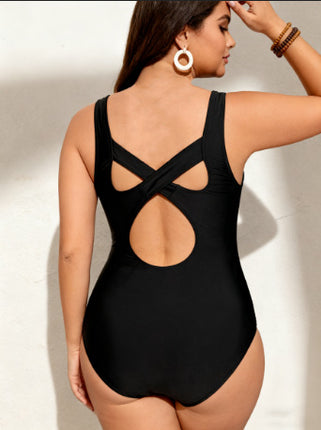 New Style Women's Swimsuit, Patchwork Sports Style, Plus Size One-Piece, Conservative, Slimming, Tummy-Covering, Diving Women's Swimwear Wholesale
