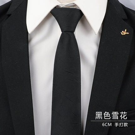 Men's Black Tie Men's Formal Wear Korean Style 8cm Student Women's Suit Business Lazy Zipper Wedding Professional Fashion