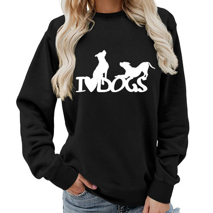 I dogs dog printed crew neck women's top vests foreign trade supply autumn and winter coat casual loose European size span