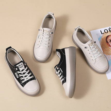 Simple White Shoes, Breathable Tendon Soft-Soled Flats, Women's Shoes, Student Casual Shoes, Comfortable Slip-On Work and Commuting Shoes