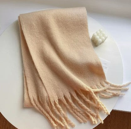 Solid Color Thickened and Extended Scarf for Women, 2026 Autumn and Winter New Korean Style, Versatile Winter Shawl for Students, Pink