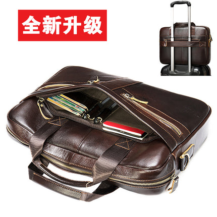 Men's Genuine Leather Briefcase Business Men's Bag Top Layer Cowhide Portable Lawyer Computer Bag Men's Shoulder Crossbody Bag