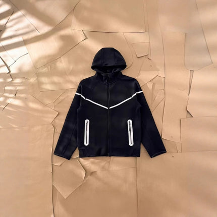 2025 New Air Layer Hooded Zipper Long Sleeve Reflective Strip Jacket 754