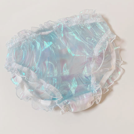 European and American style men's wearable laser magic color organza full transparent sexy firepower full open couple men's and women's underwear