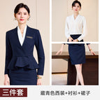 navy blue suit shirt skirt / S