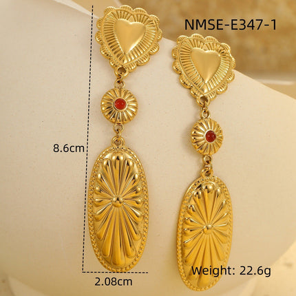 European and American Cross-Border Stainless Steel Tassel Heart Design Earrings Earrings Ins Plated 18K Gold Necklace Hand Jewelry Wholesale