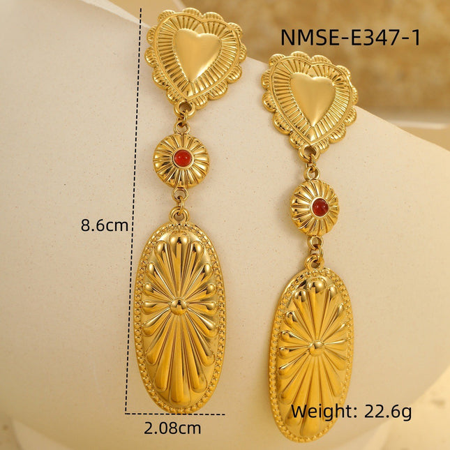European and American Cross-Border Stainless Steel Tassel Heart Design Earrings Earrings Ins Plated 18K Gold Necklace Hand Jewelry Wholesale