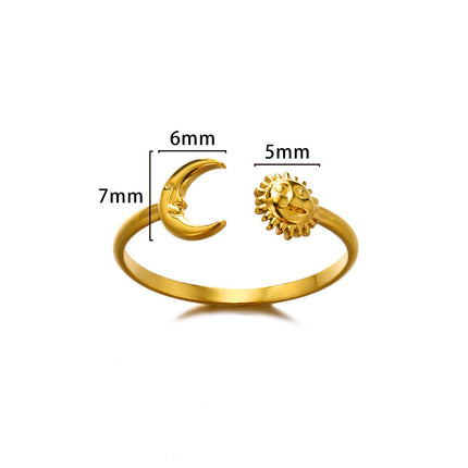 Cross-border European and American explosions stainless steel ring adjustable geometric ring 18k furnace electroplated titanium steel ring wholesale