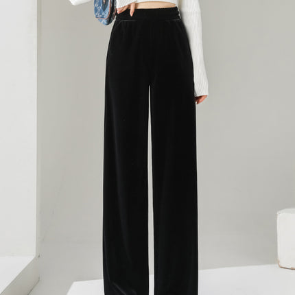 Factory a generation of gold velvet wide leg pants women fall/winter high waist sagging slim loose casual fleece-lined velvet pants