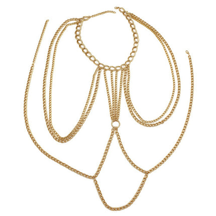 Cross-Border Body Chain European and American Exaggerated Ladies Personality Punk Style Cross Geometric Chest Chain Bikini Swimsuit Accessories
