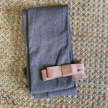 South Korea Dongdaemun One Word Bow Pantyhose Smoke Gray fleece-lined Warm Slimming Micro Pressure Base Socks Autumn and Winter Women