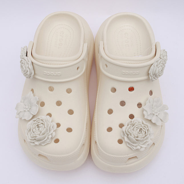 Puff Bouquet Style Clog Shoe Accessories Compatible with Cross Shoes Floral Decoration Linen Cloud Flower Shoe Buckle Set