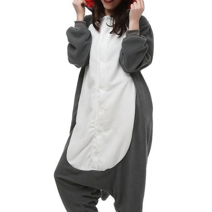 Mixed batch spring autumn and winter flannel cute cartoon conjoined animal pajamas wolf home clothes toilet lovers