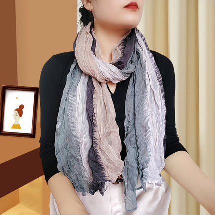 Spring and Summer Cotton Linen Pressed Pleated Leopard Scarf Women Autumn and Winter New Stylish Fashion Beach Scarf Shawl