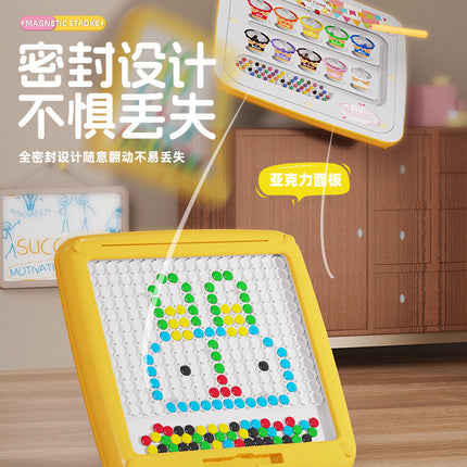 Children's magnetic brush drawing board two-in-one double play 3-year-old 6-control pen training color classification interactive educational toys