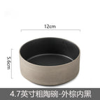 4.7inch coarse pottery bowl - brown outside and black inside