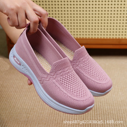 Summer New Women's Shoes, Sports, Breathable and Comfortable Fly-Knit Shoes, Low-Cut Hollow Old Beijing Cloth Shoes, One-Legged Women's Shoes