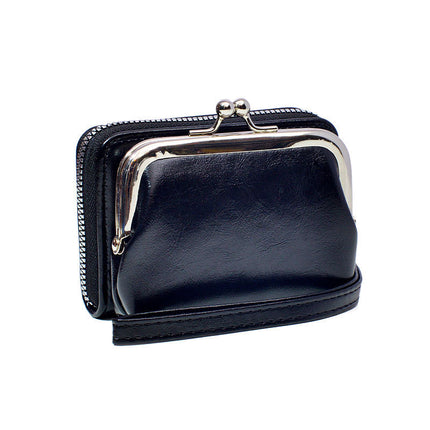 Ready Supply Factory Cross-Border Supply Women's Buckle Coin Purse 4inch Zipper Clip Bag Clutch Bag Retro Bag
