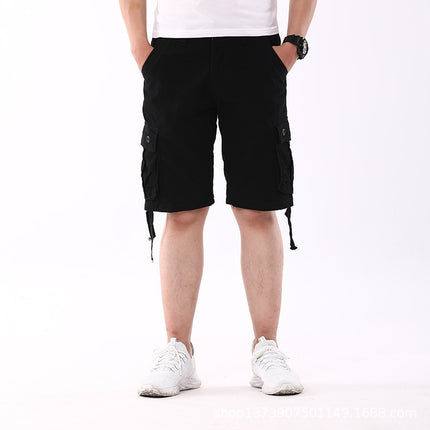 Summer new men's casual shorts multi-pocket plus size loose shorts fashion trendy casual pants overalls men