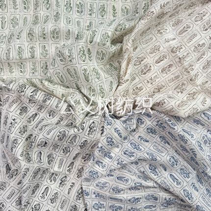 "Flowers in the Mirror" Cotton Lace Jacquard Fabric Spring and Summer New Simple Line Printing Pure Cotton Fabric