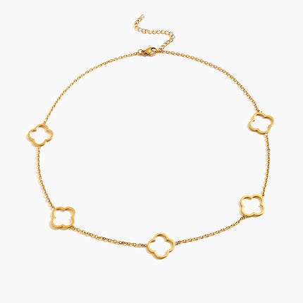 Four-Leaf Clover Clover Necklace, Cross-Border Popular Stainless Steel Vacuum Plating, 18K Non-Fading, Fashionable, Simple and Exquisite