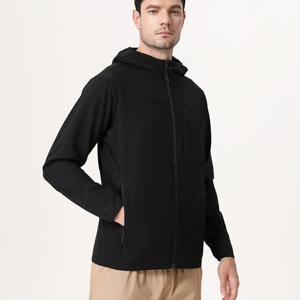 Dijia Outdoor Sports Jacket Men's Quick-drying Breathable Running Zipper Hooded Casual Wear Long-sleeved Jacket Windbreaker Cross-border