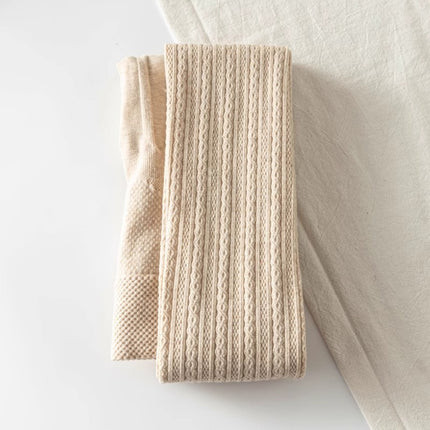 Japanese knitted twist leggings socks warm thickened creamy-white pantyhose women's outer wear spring and autumn striped leggings