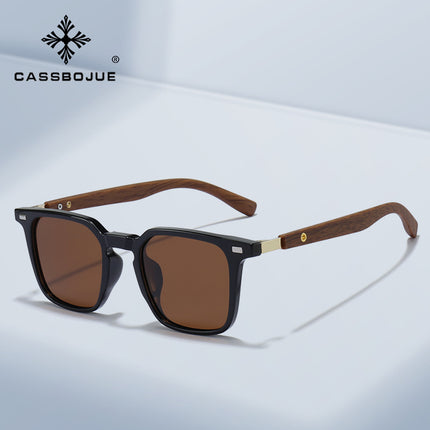 New Fashion Trend Men's Advanced Sunscreen Sunglasses Women's TR90 Sunglasses Ultra HD Wood Grain Leg Polarized Glasses
