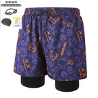 Orange monkey head 001-5 men's swimming trunks plus three-piece suit / 2XL-120-130