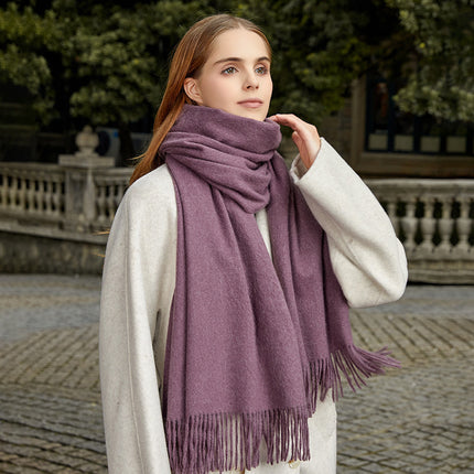 Wool Cashmere Scarf Autumn and Winter Versatile Pure Color Scarf Women's Winter Warm Women's Shawl Scarf Korean Atmosphere