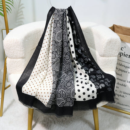 Fashion Printed Wool Scarf 80 Count Worsted Warm Large Shawl Thin Neck Protector Scarf for Mom Autumn and Winter New Products