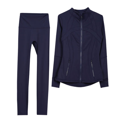 LULU Original Standard DF Yoga Suit suit Women's Top Long Sleeve Jacket Slim-fit Elastic Quick-drying Cropped Pants Fitness Running