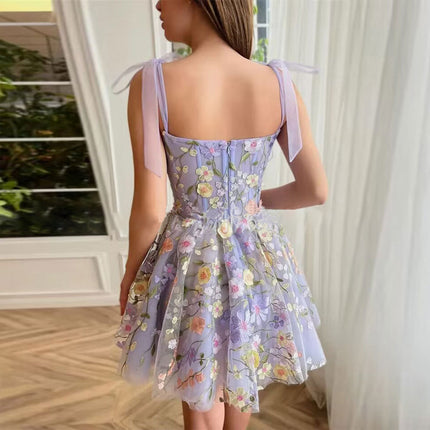 2025 Direct Sales European and American Cross-Border Amazon Women's Fashion Three-Dimensional Flower Embroidery Bodycon Sexy Strap Dress