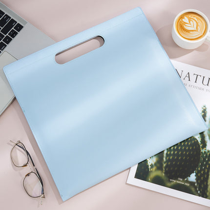 A4 Leather Magnetic Satchel Document Bag Custom Logo Folder Large Capacity File Bag Business Contract Storage Bag