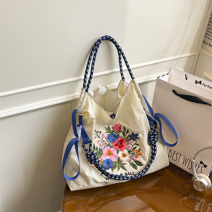 New Canvas Bag Embroidered Shopping Bag Tote Bag Large Capacity Bag Women's Handbag Crossbody Bag