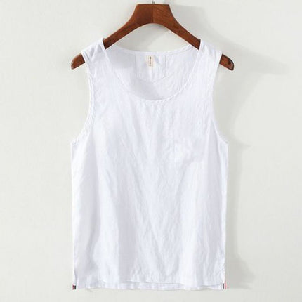 European goods ~ original list, selection of new men's yarn-dyed linen vest youth loose breathable bottoming summer shipment