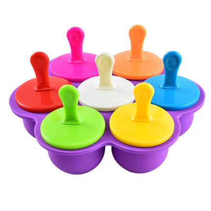 7-hole silicone food supplement box with lid ice cube children's fruit snack food supplement box sealed fresh-keeping box ice hockey mold