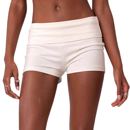 European and American style cross-border new waist striped short women's foundation tight low waist base casual hot pants summer
