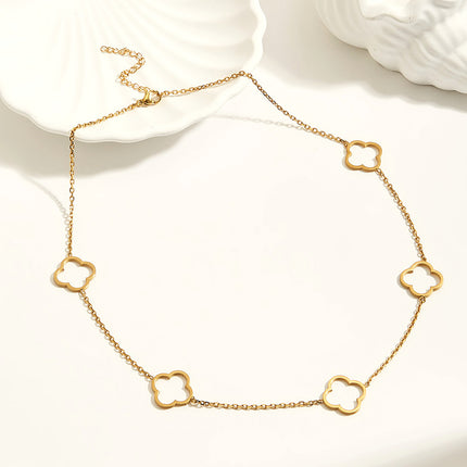 Four-Leaf Clover Clover Necklace, Cross-Border Popular Stainless Steel Vacuum Plating, 18K Non-Fading, Fashionable, Simple and Exquisite