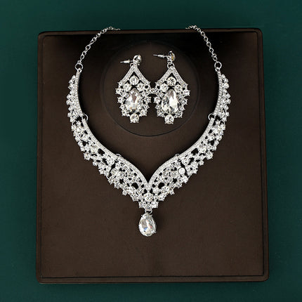 Korean Bride Necklace Earrings Two-piece Decorations Wedding Yarn Wedding Jewelry Wedding Accessories Dance Studio