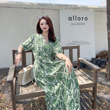Cotton floral dress 2024 new thin waist pure wind Amazon artificial cotton beach dress fairy dress