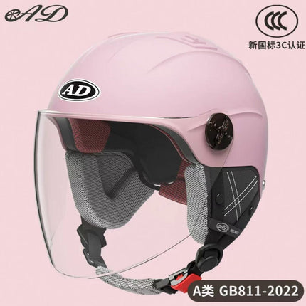 Ad Electric Motorcycle Helmet for Men and Women, Summer 3C Certified Half Helmet, Battery Car Safety Helmet, Sun Protection for Riding